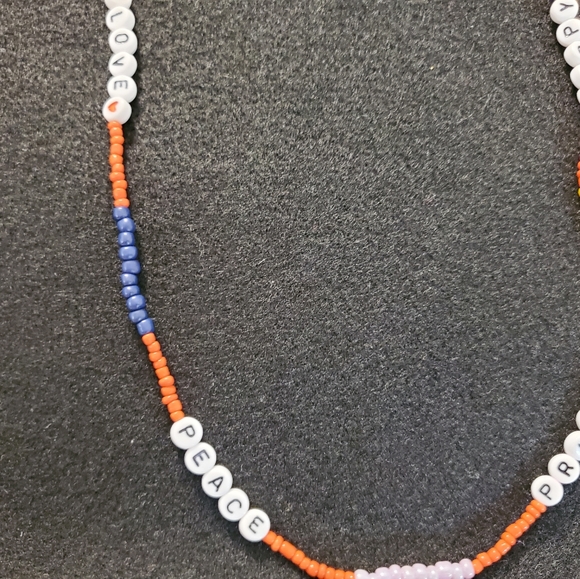 PRIDE, PEACE, LOVE, HAPPY LONG FUN BEADED NECKLACE. - Picture 4 of 4